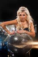 Young Woman And Disco Ball