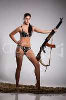 Young Woman With Light Machinegun