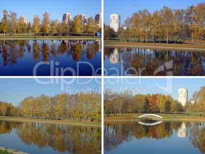 set of city park in gold fall