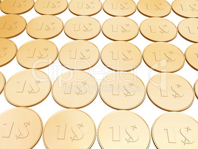 gold 1$ coin carpet on white