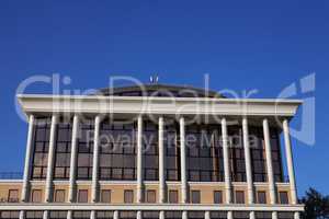 facade of office building  on sky background