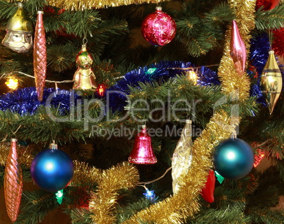 toys on green christmas fir