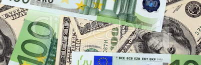 dollar and euro banknote