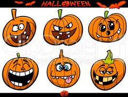 halloween pumpkins cartoon set