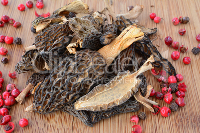 Dry Morels in a kitchen