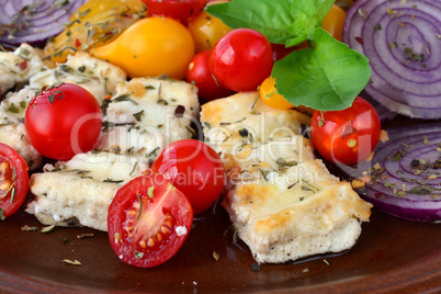 Grilled feta cheese close up