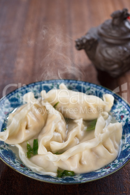 Fresh dumplings soup