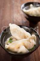 Asian appetizer dumplings soup