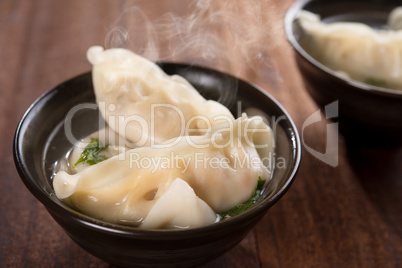 Asian cuisine dumplings soup