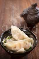 Popular Asian food dumplings soup