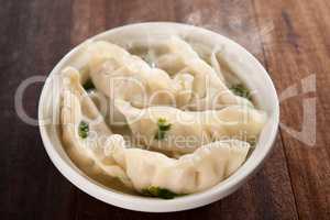 Delicious Asian dish dumplings soup