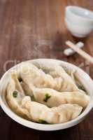 Delicious Asian meal dumplings soup
