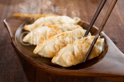 Close up fried dumplings