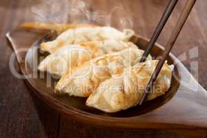 Close up fried dumplings