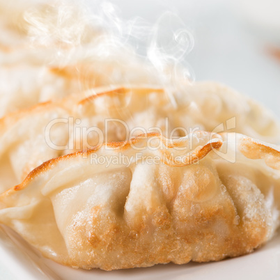 Close up Asian gourmet fried dumplings