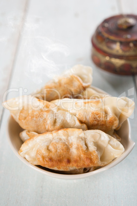 Asian gourmet pan fried dumplings