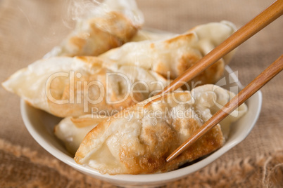 Famous Asian meal pan fried dumplings