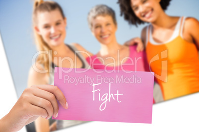 Fight against sporty women smiling at camera