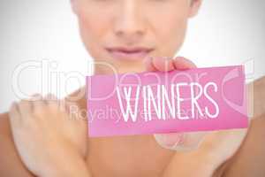 Winners against white background with vignette