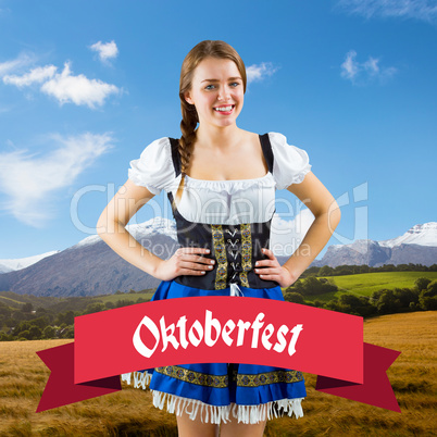 Composite image of pretty oktoberfest girl smiling at camera