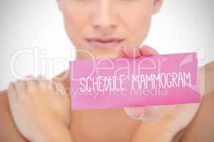 Schedule mammogram against white background with vignette