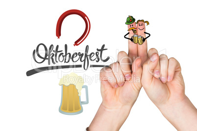 Composite image of oktoberfest character fingers