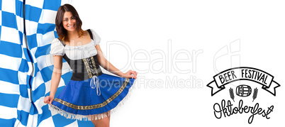 Composite image of pretty oktoberfest girl spreading skirt