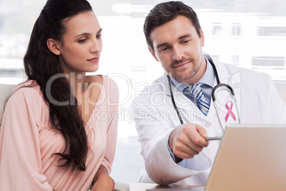 Composite image of pink awareness ribbon