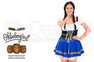 Composite image of pretty oktoberfest girl posing and smiling