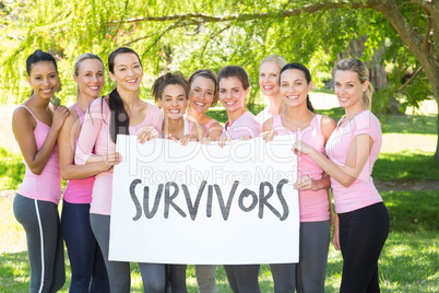 Composite image of survivors in pink