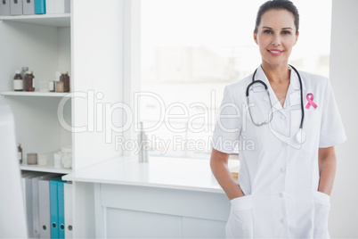 Composite image of pink breast cancer awareness ribbon