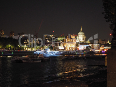 River Thames in London at night