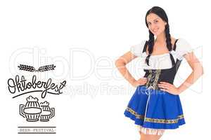 Composite image of pretty oktoberfest girl smiling at camera