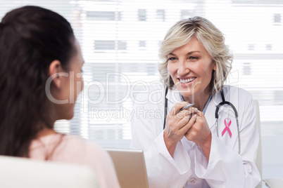 Composite image of pink awareness ribbon