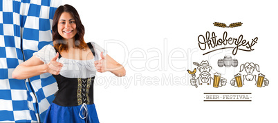 Composite image of pretty oktoberfest girl showing thumbs up