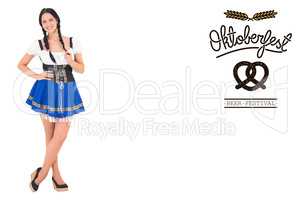 Composite image of pretty oktoberfest girl smiling at camera