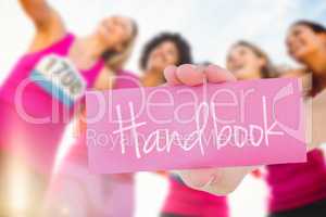 Handbook against runners supporting breast cancer marathon and t