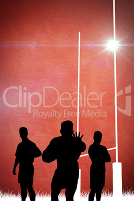 Composite image of silhouette of rugby player Composite image of silhouette of rugby player