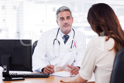 Composite image of pink awareness ribbon