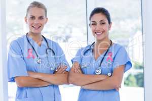 Composite image of portrait of beautiful female doctors