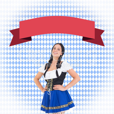 Composite image of pretty oktoberfest girl smiling at camera