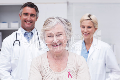 Composite image of pink awareness ribbon