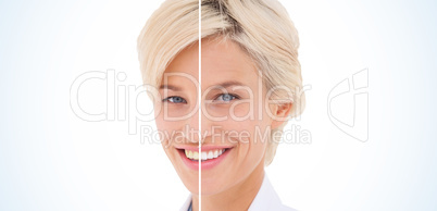 Blonde doctor smiling at camera
