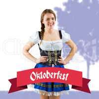 Composite image of pretty oktoberfest girl smiling at camera