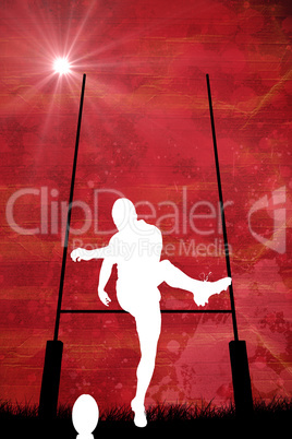 Composite image of silhouette of rugby player