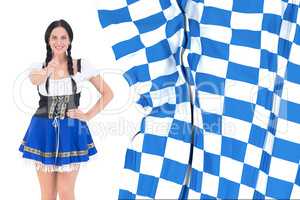 Composite image of pretty oktoberfest girl posing and smiling