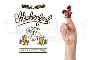 Composite image of oktoberfest character fingers