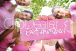 Get involved against smiling women in pink for breast cancer awa