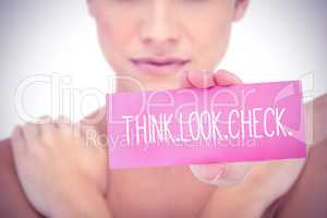 Think.look.check. against white background with vignette