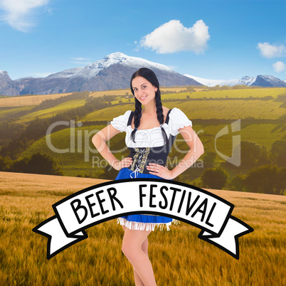 Composite image of pretty oktoberfest girl smiling at camera